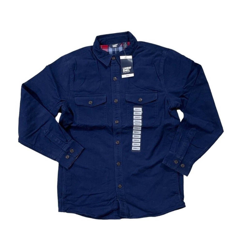 NEW!! Lands' End Men's Soft Flannel Lined Shirt Jackets Variety Navy Blue Small